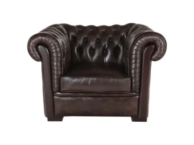 Detail produktu Pohovka jednomiestna Chesterfield Tiffy z pravej hovädzej kože Brown