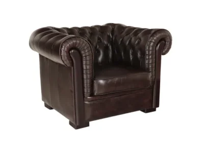 Detail produktu Pohovka jednomiestna Chesterfield Tiffy z pravej hovädzej kože Brown