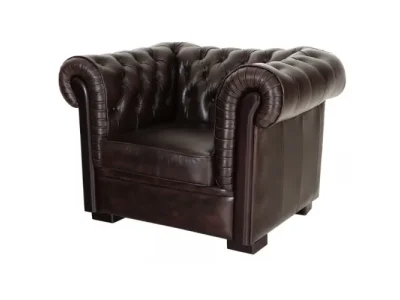 Pohovka jednomiestna Chesterfield Tiffy z pravej hovädzej kože Brown