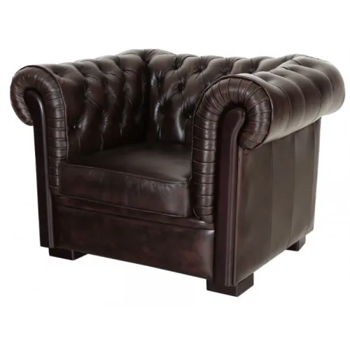 Pohovka jednomiestna Chesterfield Tiffy z pravej hovädzej kože Brown