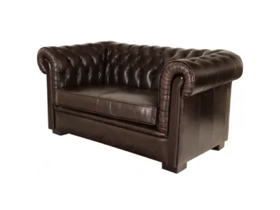 Detail produktu Pohovka dvojmiestna Chesterfield Tiffy z pravej hovädzej kože Brown