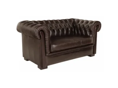 Detail produktu Pohovka dvojmiestna Chesterfield Tiffy z pravej hovädzej kože Brown