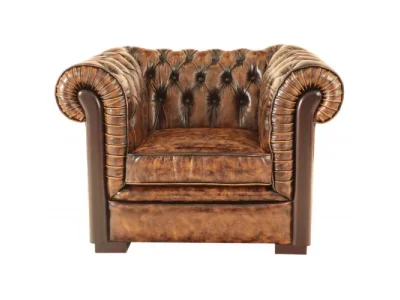 Pohovka jednomiestna Chesterfield Tiffy z pravej hovädzej kože Whisky