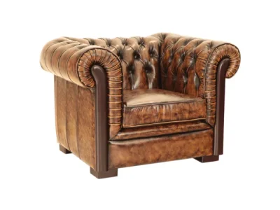 Detail produktu Pohovka jednomiestna Chesterfield Tiffy z pravej hovädzej kože Whisky