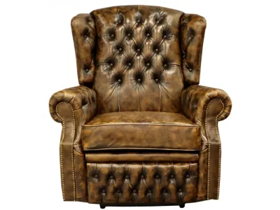 Detail produktu Elektrické polohovacie kreslo Chesterfield Stunning z pravej hovädzej kože Whisky