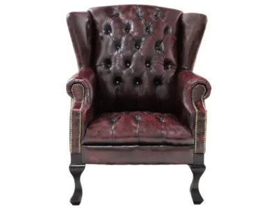Kreslo Chesterfield Chester z pravej hovädzej kože New Red