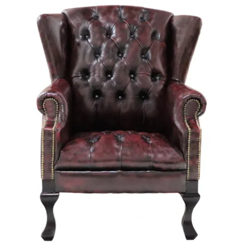 Kreslo Chesterfield Chester z pravej hovädzej kože New Red