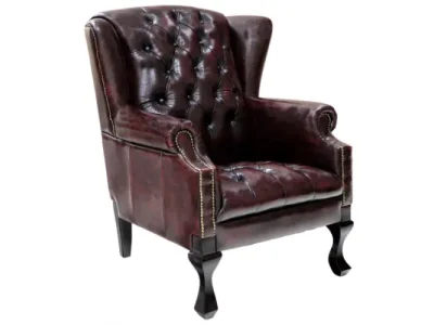 Detail produktu Kreslo Chesterfield Chester z pravej hovädzej kože New Red