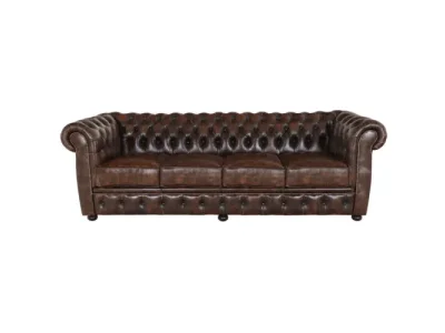 Detail produktu Pohovka štvormiestna Chesterfield Liverpool z pravej hovädzej kože Whisky