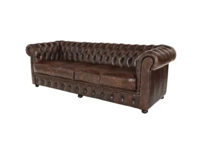 Detail produktu Pohovka štvormiestna Chesterfield Liverpool z pravej hovädzej kože Whisky