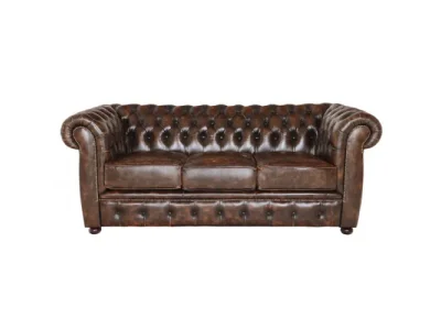 Pohovka trojmiestna Chesterfield Liverpool z pravej hovädzej kože Whisky