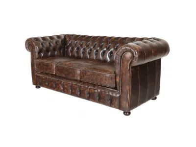 Detail produktu Pohovka trojmiestna Chesterfield Liverpool z pravej hovädzej kože Whisky