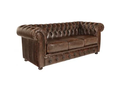 Detail produktu Pohovka trojmiestna Chesterfield Liverpool z pravej hovädzej kože Whisky