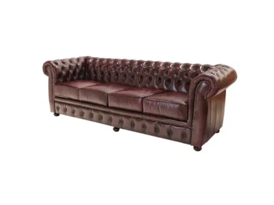 Detail produktu Pohovka štvormiestna Chesterfield Liverpool z pravej hovädzej kože New Red