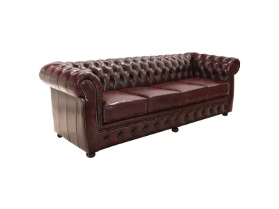 Detail produktu Pohovka štvormiestna Chesterfield Liverpool z pravej hovädzej kože New Red