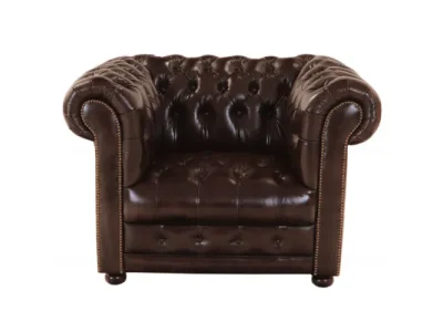 Pohovka jednomiestna Chesterfield Manchester z pravej hovädzej kože Brown
