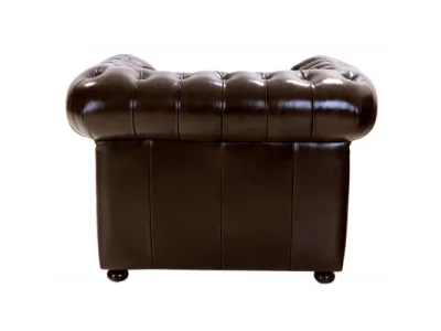 Detail produktu Pohovka jednomiestna Chesterfield Manchester z pravej hovädzej kože Brown