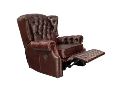 Detail produktu Elektrické polohovacie kreslo Chesterfield Stunning z pravej hovädzej kože Red