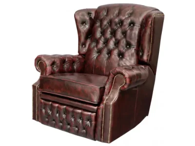 Elektrické polohovacie kreslo Chesterfield Stunning z pravej hovädzej kože Red