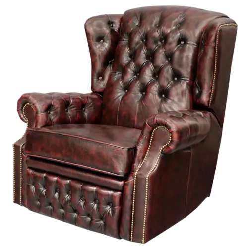 Elektrické polohovacie kreslo Chesterfield Stunning z pravej hovädzej kože Red