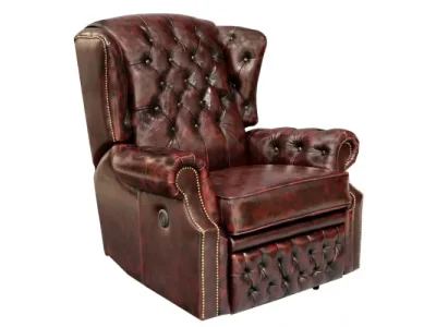 Detail produktu Elektrické polohovacie kreslo Chesterfield Stunning z pravej hovädzej kože Red