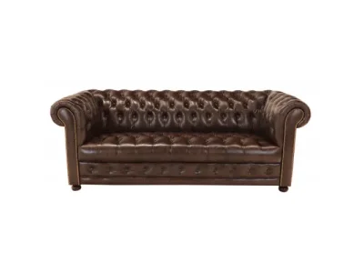 Detail produktu Pohovka trojmiestna Chesterfield Manchester z pravej hovädzej kože Brown