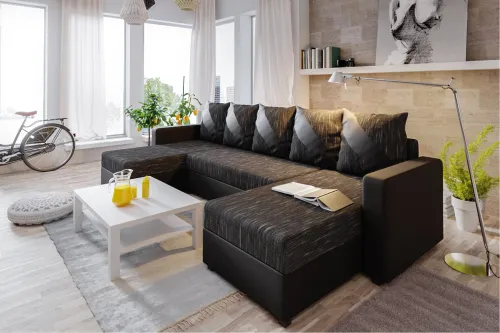 ASTANIA U účková sedačka s pásikavými vankúšmi K10D8