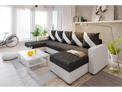 ASTANIA U účková sedačka s pásikavými vankúšmi K10D511