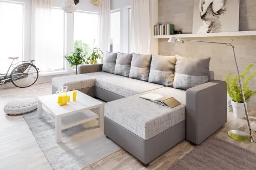 ASTANIA U účková sedačka s pásikavými vankúšmi K18D4