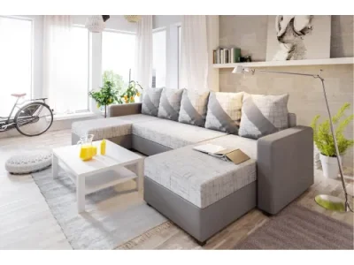 Detail produktu ASTANIA U účková sedačka s pásikavými vankúšmi K18D4