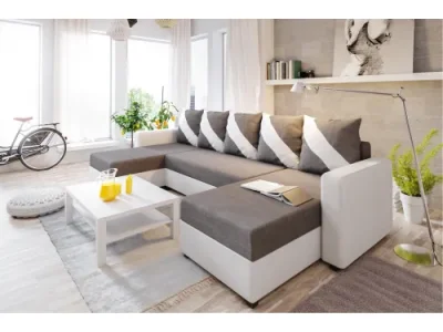 ASTANIA U účková sedačka s pásikavými vankúšmi S5D511