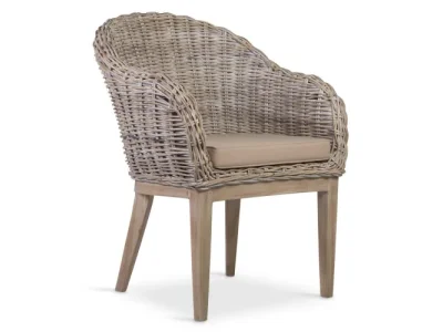 Estila Koloniálne kreslo Rattan v prírodnej farbe z ratanu s nohami z masívneho dreva mindi 88cm