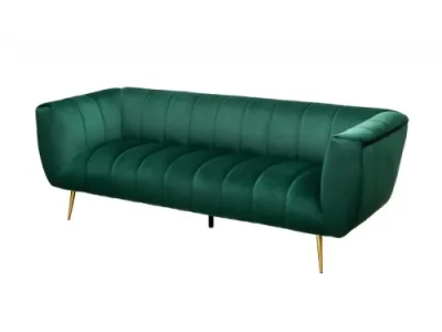 Estila Art-deco zamatová sedačka Vermont v zelenom prešívanom poťahu 225cm