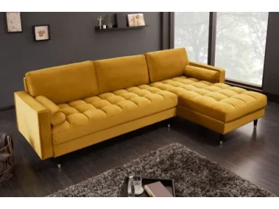 Estila Moderná žltá sedačka Velluto v tvare L na nožičkách 260cm
