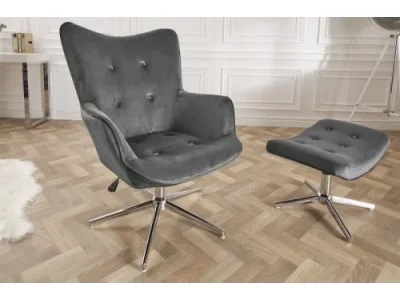 Estila Štýlové moderné kreslo Deventry Gris zo zamatu