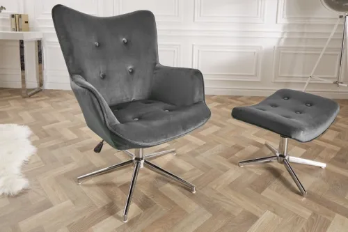 Estila Štýlové moderné kreslo Deventry Gris zo zamatu