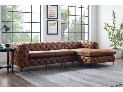 Estila Chesterfield rohová sedačka Modern Barock v antickej hnedej farbe na nožičkách 275