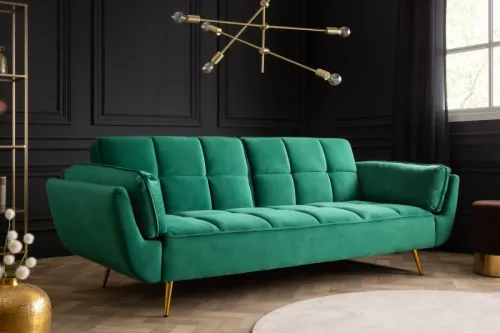 Estila Art-deco dizajnová sedačka Rimadea v smaragdovozelenej farbe 215cm