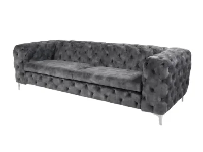 Detail produktu Estila Luxusná chesterfield trojmiestna sedačka Modern Barock v tmavosivej farbe so zamatovým poťahom 240 cm