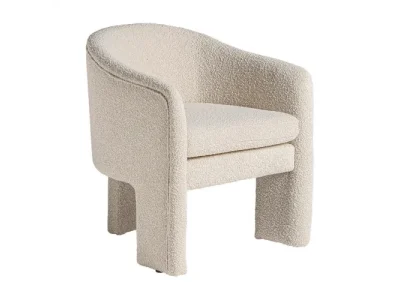 Estila Buklé luxusné kreslo Aurelia biele s čalúnením z bavlny a atypickou zadnou nohou 76cm