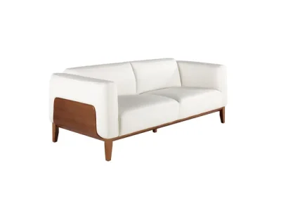 Estila Luxusná kožená trojsedačka Vita Naturale z pravej kože biela 209cm