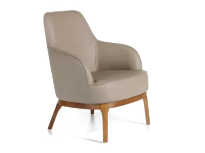 Estila Kožené kreslo Vita Naturale z eko-kože taupe sivé 90cm