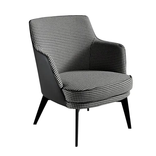 Estila Moderné kreslo Vita Naturale vzorované houndstooth čierno-biele 82cm