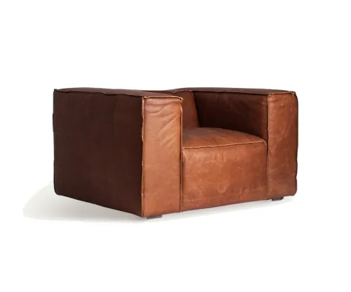 Estila Luxusné kožené kreslo Roy v koňakovej hnedej farbe vo vintage štýle 118cm