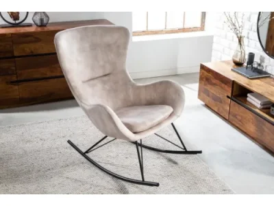 Detail produktu Estila Hojdacie kreslo ušiak Foamin v krémovej champagne farbe v art deco štýle s opierkami na ruky 115cm