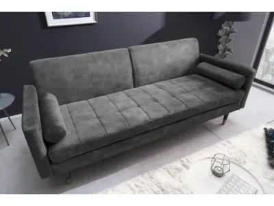 Detail produktu Estila Zamatová dvojsedačka Nefertiti sivej farby so zlatými nožičkami 195cm