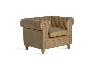 Estila Luxusné kožené svetlé hnedé kreslo Talbot s prešívaným čalúnením v štýle chesterfield 107 cm