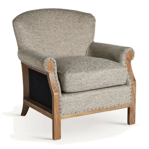 Estila Luxusné sivé vintage kreslo Augustin s penovým čalúnením a drevenými nožičkami 74 cm