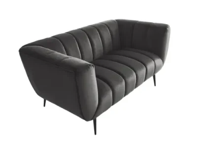 Detail produktu Estila Moderná obdĺžniková čalúnená dvojmiestna sedačka Vermont so zamatovým sivým prešívaným poťahom 165 cm