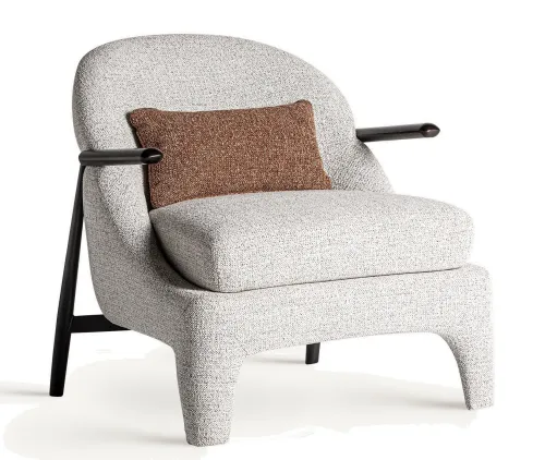 Estila Luxusné atypické industriálne sivé kreslo Bilod s hnedým obdĺžnikovým vankúšom a kovovu čiernou konštrukciou 88 cm